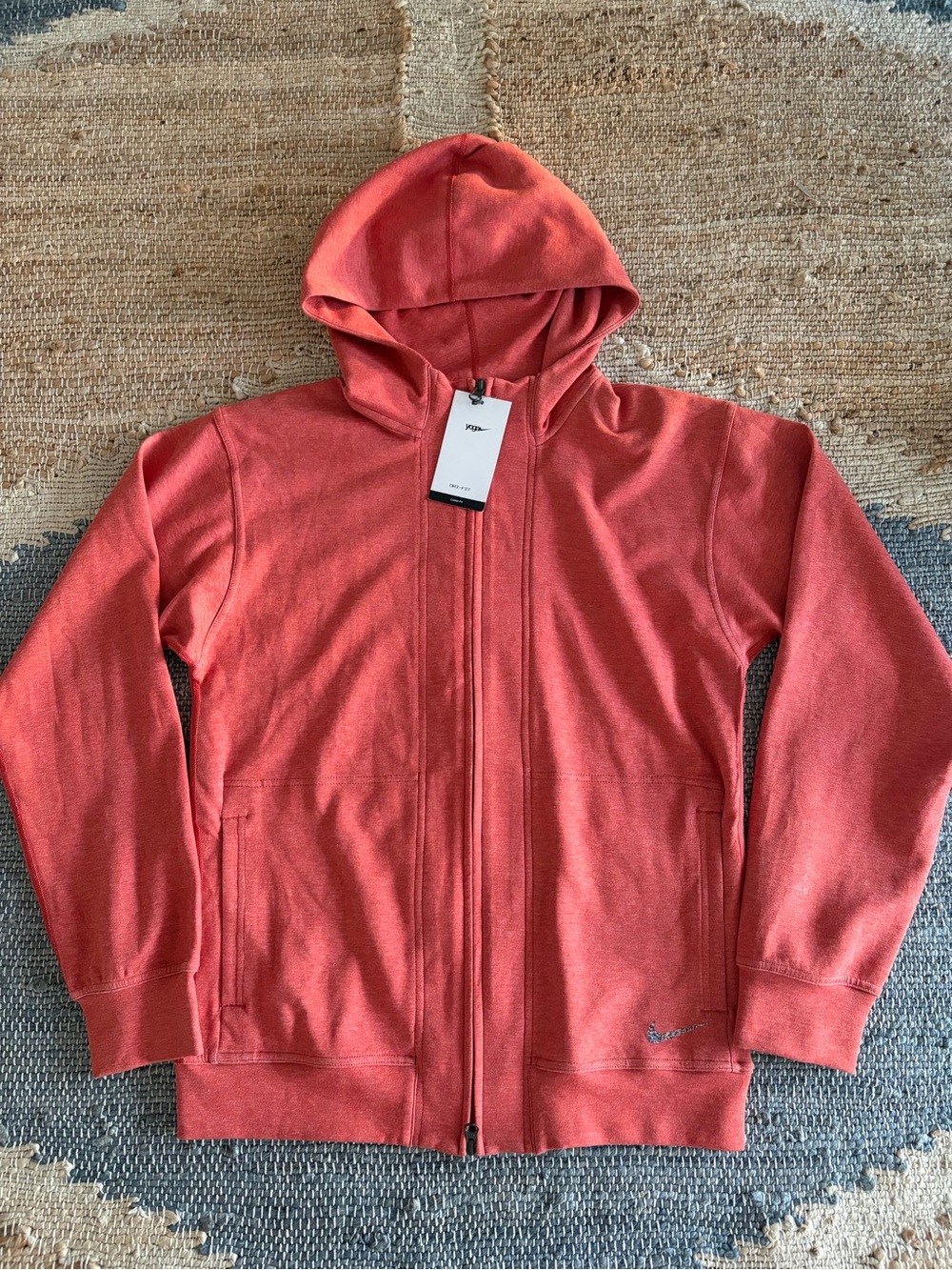 Nike Yoga Dri-FIT Men’s Full Zip Hoodie Cinnabar Red Size S -NWT